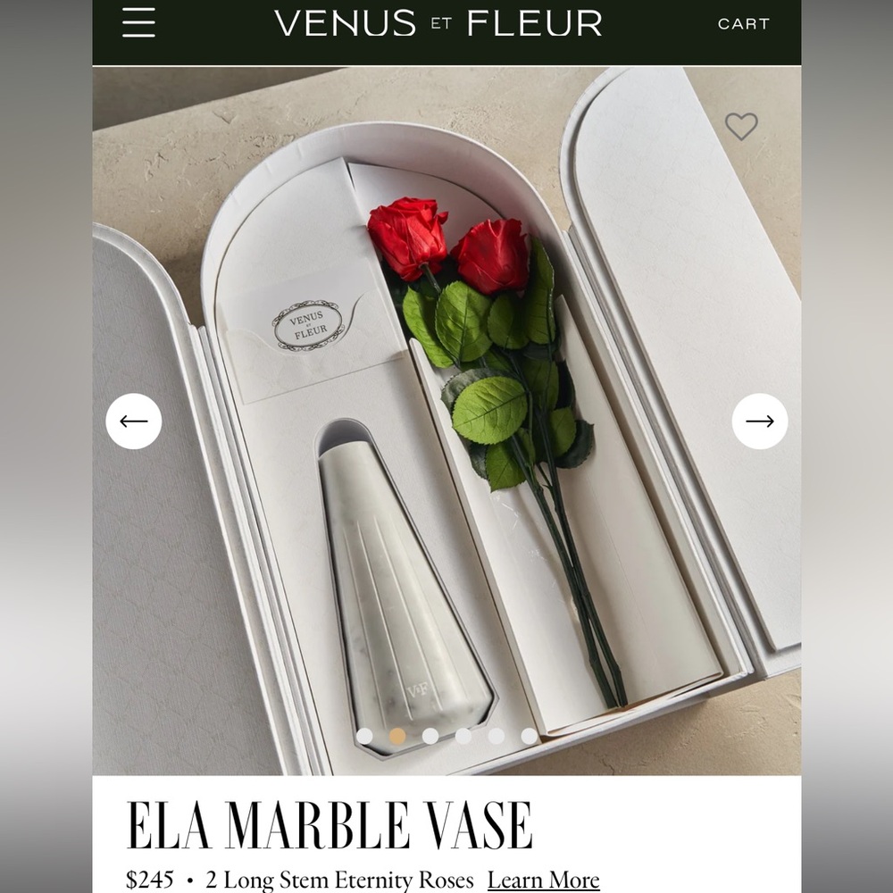 VENUS ET FLEUR LONG STEM ETERNITY ROSES AND MARBLE VASE